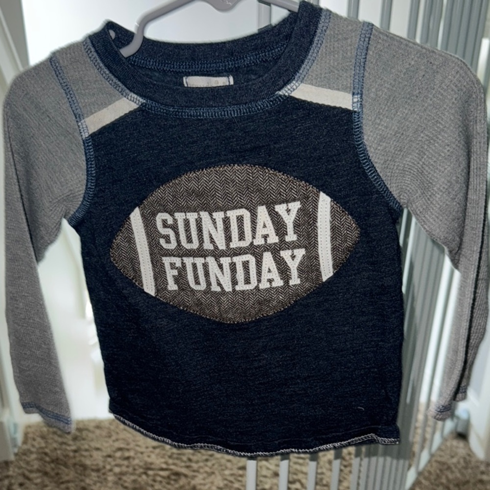 Mudpie • Sunday Funday Kids Long Sleeve Shirt - Blue and Gray